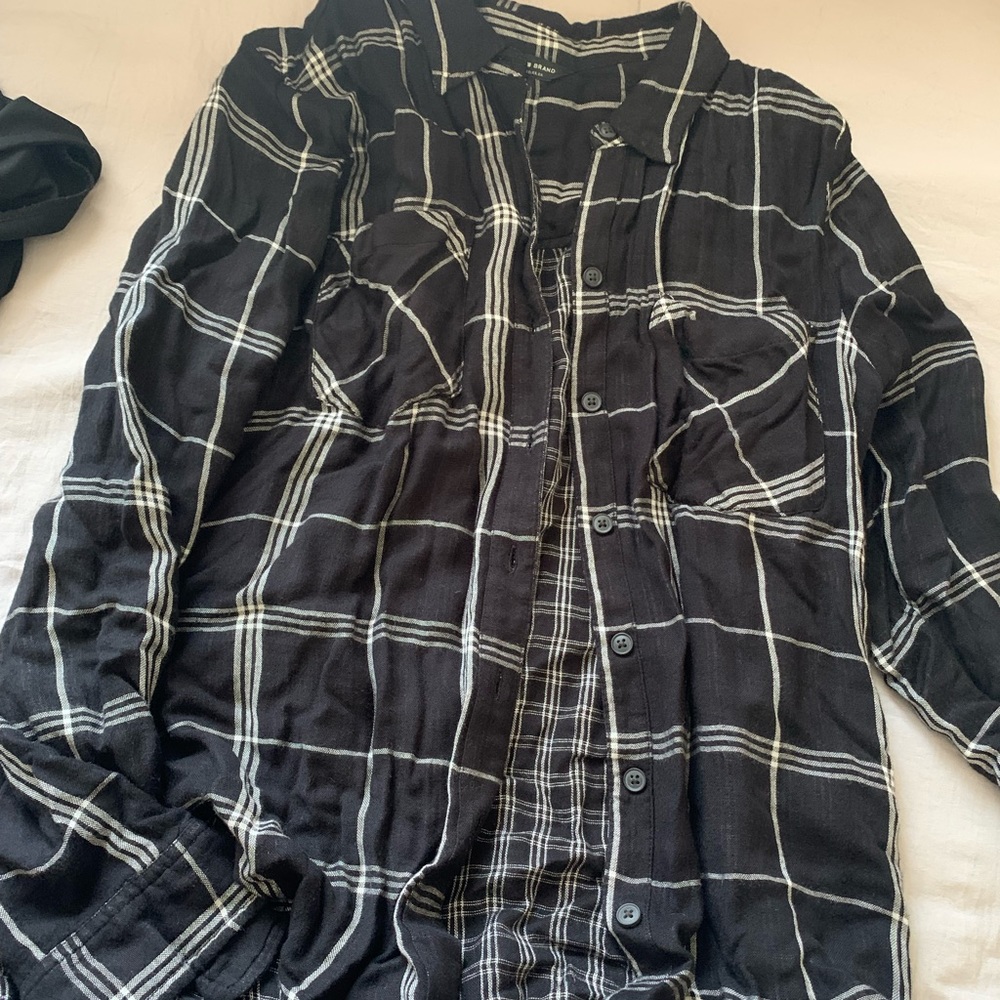 Lucky Brand black and white button down top